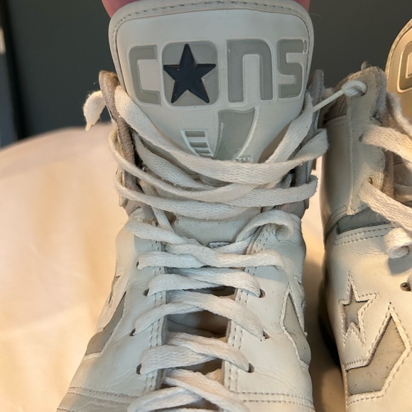 1980’s Converse CONS Vintage White & Grey High Top Leather Basketball Shoes 8.5 - Picture 5 of 16